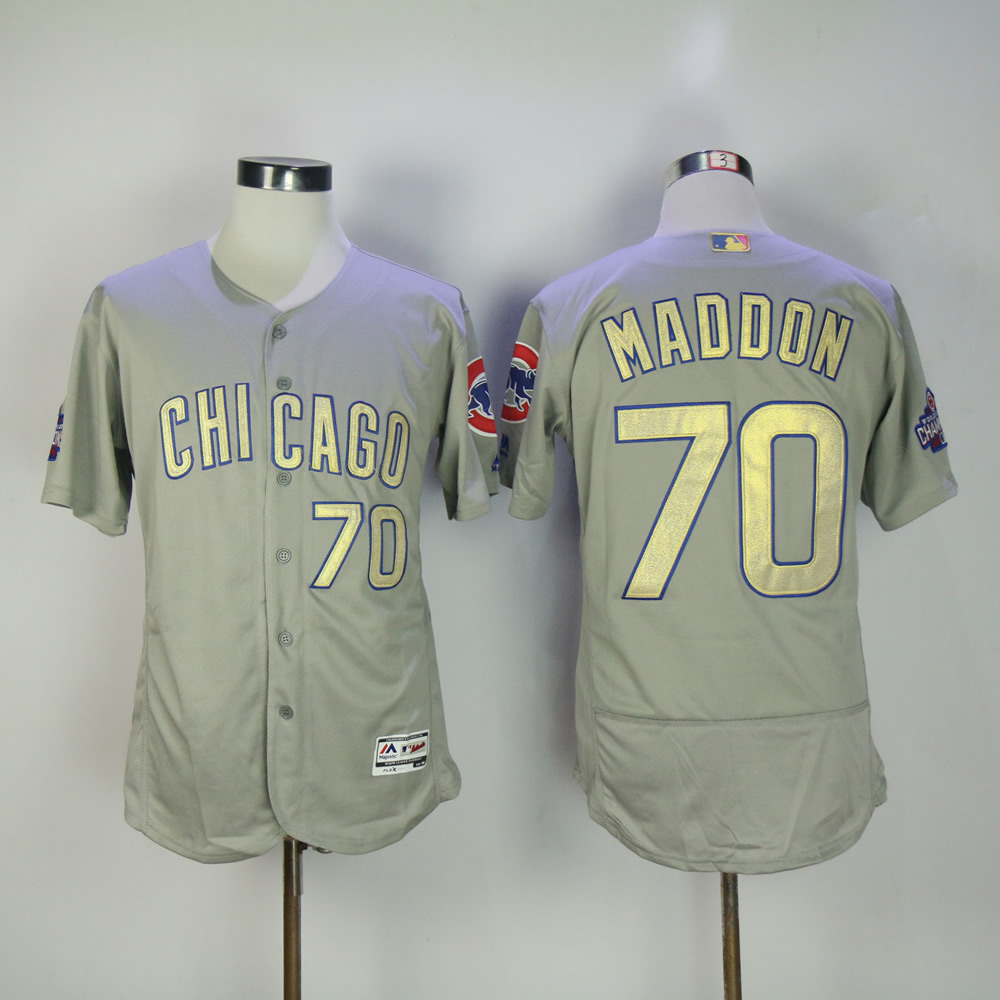 Men Chicago Cubs #70 Maddon Grey Champion MLB Jerseys->chicago cubs->MLB Jersey